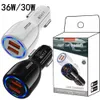 36W 30W 3.1A Snelle Snel Opladen autolader Dual USB-poort Auto Power Adapter Voor IPhone 15 11 12 13 14 Pro max LG Android telefoon gps pc met Doos