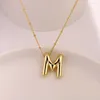 Pendant Necklaces Polished Smooth Initial Charm A-Z Letters Necklace Women Men Choker Bead Link Chain Fat Alphabet Gold Color Hip Hop