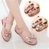 2023 New Children's Shoes Girls' Fashion Shoes Trend High Quality Artistic PU Solid Color Sweet Bow Princess Leather Shoes flats