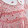 Girl Dresses Short Sleeve Smocked Dress Summer Toddler Girls Princess Party Birthday Handmade Vintage For 1-6 Years