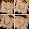 K115 Fashion Cuban PVD 18K Gold Turquoise Life Tree Fjäril Blue Devil Eye Pendant Halsband Armband Rostfritt stål smycken