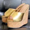 Olomm calidad mujeres verano plataforma mulas sandalias cuñas tacones altos punta abierta precioso oro plata Culb Wear zapatos talla estadounidense 5-20