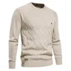 Men s Polos aiopeseson Argyle suéteres básicos cor sólida o pescoço de manga longa machado pulôver de inverno moda quente para 230414