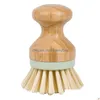 Brosses de nettoyage Outil de lavage de casserole Outil de lavage de vaisselle durable Épurateur de vaisselle rond Manche en bois Mini Mtifonctionnel Vaisselle Brosse Poils En Gros L Dhlet