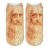 Frauen Socken 3D Retro Malerei Kunst Da Vinci Funny Monalisa Short Oil Vitruvian Man