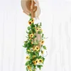 Decorative Flowers 4 Pcs Artificial Sunflower Garland Silk Vine With Leaves Faux Fake Wall Hanging For DIY Wreath Decor