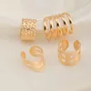 Backs Earrings 4PC/SET Fashion Ear Cuff Clip On For Women Hollow Gold Color Fake Cartilage Earring No Pierced Jewelry