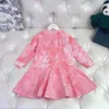 New girl clothes round neck baby partydress autumn pure cotton Kids skirt Size 100-150 Long sleeved Child frock Nov10