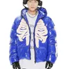 Men S Down Parkas Men Winter Hooded Parka Bright Jacket Hip Hop Skeleton Flocking Street Harajuku厚い暖かいパッド入りコートゆるい風の根源ユニセックス231114