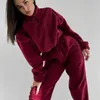 Running set Autumn Winter Ladies Fleece Sportswear Tracksuit Women Pullover Sweatshirt Pants Jogging 2 PCS Set Femme Sports Suits