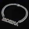 Colares pendentes Colar de aço inoxidável personalizado colar oco de palavra colar de palavras com strass em cadeia cubana para homens mulheres jóias de hip hop t230413