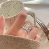 Anillos de racimo SHANICE S925 anillo abierto de plata esterlina tejido Irregular geométrico ancho ajustable dedo Punk para mujeres niñas joyería de fiesta
