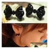 Stud Black Rhinestone How Tow Ear Crystal Bowknot Folring For Women Fashion Kolczyki Upuszczenie biżuterii Dhgarden