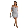 Casual Dresses Chic Sexy Tassel Dress Women Evening Party Club Wear Femme Robes White Off Shoulder Body Mini Midi Clubwear Vestidos