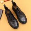 Boots Luxury Soft Cowhide Mens Ankle Brand Handmade Genuine Leather Comfortable Black Casual Business Social Shoes Man