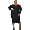 Grande taille robes 5XL femmes croix Slash cou mi-mollet longueur Robe 2023 mode solide Sexy gaine surdimensionné longue Robe Vestido