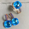 Halsband örhängen set 2 st/set 12.6mm Classic Ring Inlay Blue Zircon Candy Crystal smycken Royal Nudo Drops