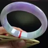 Bangle Natural Burmese Jade och Purple Two Tone 54 62mm Armband Elegant Princess Jewelry Gift 231114