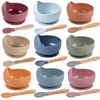 Tazas Platos Utensilios 28 colores Tazón de alimentación de silicona para bebés con succión Vajilla antideslizante a prueba de agua Vajilla libre de BPA Platos para bebés de grado alimenticio Tazón AA230413