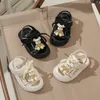 Sandalen zomer kleine meisjes sandalen bloem eenvoudig schattig roze groene kinderen sandalen peuter baby zachte casual school kinderen schoenen 230413