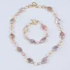 Ensemble collier et boucles d'oreilles en perles d'eau douce naturelles authentiques, Bracelet baroque irrégulier