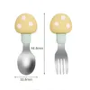 Cups Dishes Utensils Mushroom Silicone Handle Kids Spoon Fork Set Dessert Spoon for Children Tableware Baby Gadgets Feed Kid Children's Cutlery AA230413