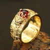 Bandringen Dominante China Feng Shui Messing Bixie Ring Amulet Rijkdom Geluk Sieraden Ingelegde Rode Kralen Koperen Munt Verstelbaar 231114