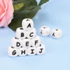 Baby Teethers Toys LOFCA 40PCSLot Alphabet 12mm Food Grade Letter Silicone Beads Baby Bead Pacifier Chain BPA Free for Name Make DIY Necklace 230413