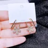 Studörhängen High End Designer CZ Crystal Flower For Women Gold Color Luxury Cubic Zircon Jewelry