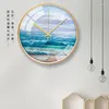 Wall Clocks Large Metal Gold Clock Modern Silent Home Decor Creative Blue Seaside Kitchen Duvar Saati Gift