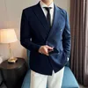 Ternos masculinos 2023 britânico maduro negócios casual blazer retro duplo breasted magro vestido de casamento jantar festa dança casaco
