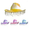 Berets Rhinestones Tassel Cowboy Hat Bride Cowgirl Bachelorette Party Bridal