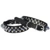 Dog Apparel Leather Spiked Studded Collar 1" Wide For Small/X-Small Breeds And Puppies (Black S: Neck