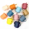 Tasses Vaisselle Ustensiles 8pcs / Set Vaisselle pour enfants Vaisselle en silicone pour bébé Ensemble d'alimentation Ventouse Bol Coupe Étanche Bavoir Cuillère Fourchette Bébé Trucs AA230413