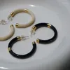 Orecchini a cerchio smalto bianco nero per donna Tubo C Minimalista Semplici Arrivi di gioielli eleganti