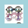 Andra evenemangsfestleveranser Disco Kaleidoscope Glasses Rainbow Crystal Lenses Prism Diffraktion Glas Eye Wear Holiday Dance Punk G DHT36
