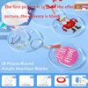 Keychains 30Pcs Acrylic Keychain Circle Blank With Hole 0.080Inch 1/12 Inch Thick For Red Ribbon Xmas