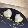 Stud Earrings Kshmir Korean Fashion White Pearl Love Heart For Women Girls Trendy Elegant Retro Jewelry Party Accessories