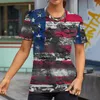 Kadın Tişörtleri Kadınlar Sıradan Amerika Bayrak Baskı O Boyun Kısa Kollu Bluz Uzun Düz Gömlek Kadınlar V ÜL Pamuk Polyester Tees