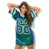 Robes décontractées de base miroitant demi manches Baggy Sequin t-shirt robe Paillette Hip Hop Clubwear lâche Mini soirée 231114