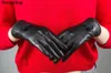 Перчатки с пятью пальцами, женские перчатки из натуральной кожи, красные овчинные осенне-зимние модные женские ветрозащитные перчатки 231114