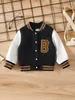 Jackets Toddler s lively baby boy plush letter graphics fashion baseball clothes kids button coat Fall Winter style 231113