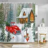 Douchegordijnen Kerst Decoratieve Douchegordijnen Open haard Kerstboom Nieuwjaarscadeau Badkamer Decor Stof Bad Curtian Hangende Muur R231114