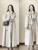 Women's Leather Faux Leather Alpaca Cashmere Premium Gray Double-Sided Cashmere Coat Women's Autumn and Winter Soft Waxy Wool Jacket Women 231113