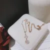 Fashion Women Luxury Designer Necklace Choker Chain 18K Gold Plated Rose Gold Plated Stainless Steel Flower Letter Pendants Statement Jewelry G2311206PE