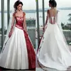 White And Bury A Line Wedding Dress For Women Square Neck Lace Sleeve Plus Size Lace-Up Gothic Corset Country Garden Long Bridal Gowns 328 328