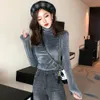 Womens TShirt Women T Shirt Warm Velvet Pullovers Tops Winter Turtleneck Long Sleeve Tshirt High Collar Bottoming Slim 231113