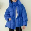 Womens Down Parkas Winter Hooded Warm Jacket Women Cotton Coat Oregelbundet fluffig bubbla Drawcord midja utkläder 231114