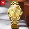 Wristwatches OLEVS Quartz Watch for Men Luxury Diamonds Gold Waterproof Luminous Stainless Steel Business Mens 231114