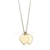 Collar de plata Collar de oro Joyería de trébol para mujer Diseñador Collares pendientes Oro rosa Doble corazón Cadena personalizada Joyas de lujo para regalo de fiesta Envío gratis